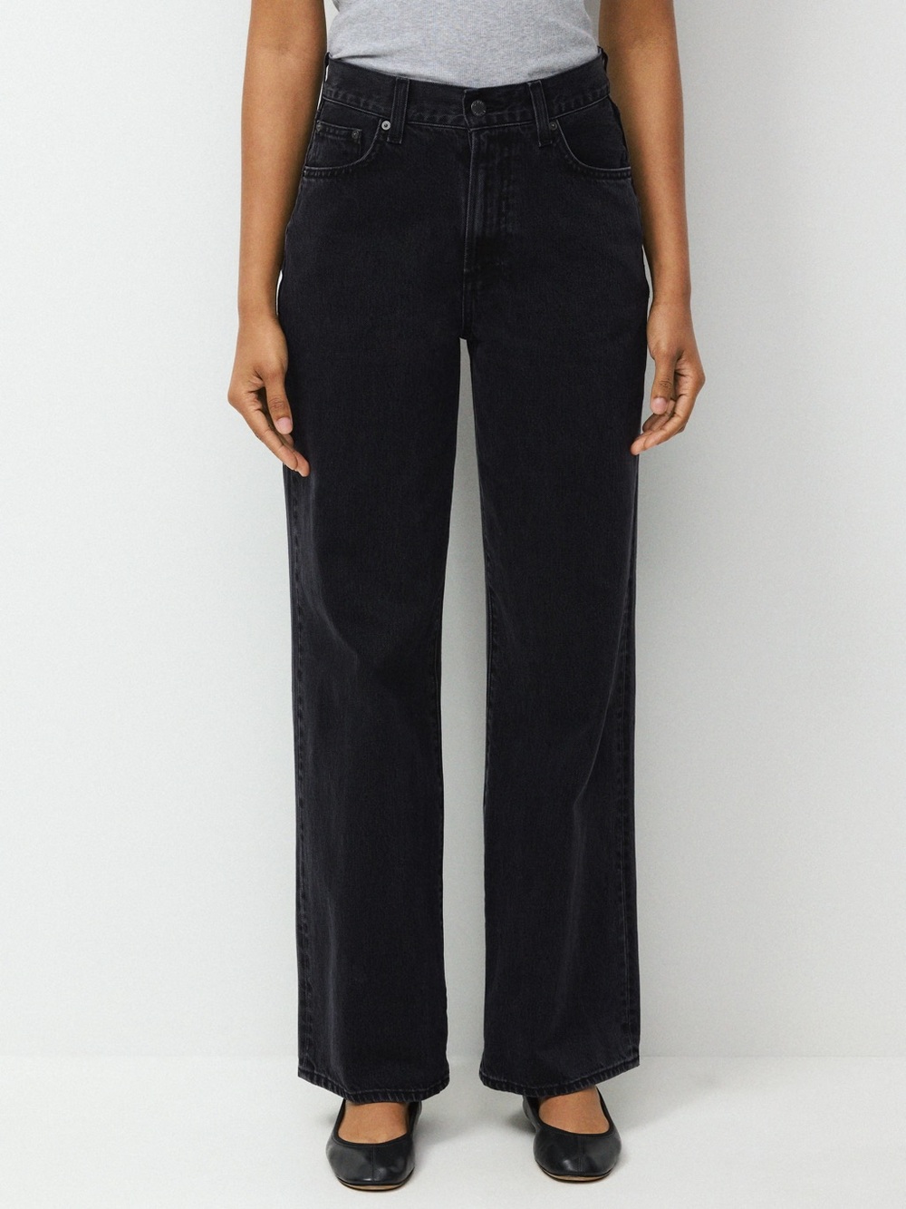 Aritzia Denim Forum Black Wide-Leg High-Rise Jeans